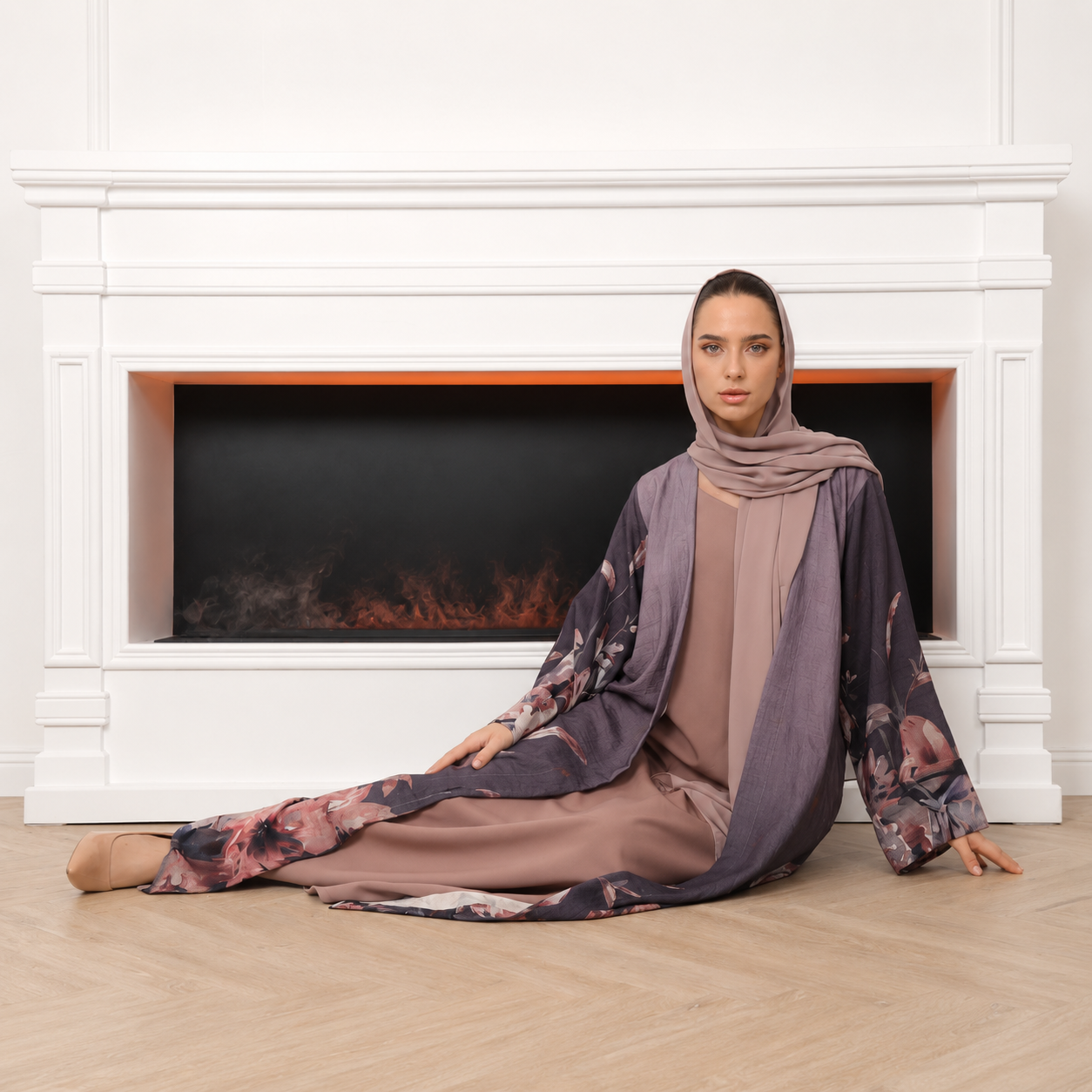 flowered Abaya set | طقم فلاورد
