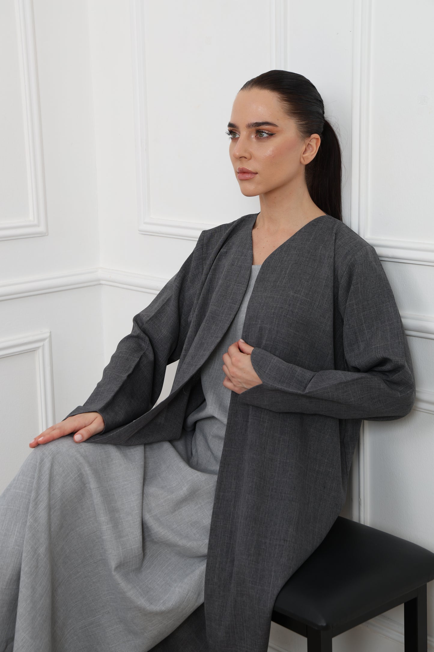 Linen Abaya Set ( 3 pieces )