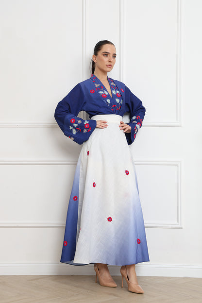 Kimono Ombre Linen Set | طقم تنورة الكيمونو الاومبري