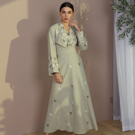 Kimono Linen Skirt Set | طقم تنورة كيمونو من اللينن