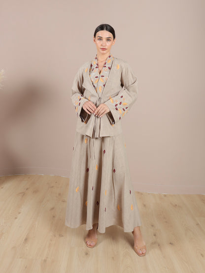Kimono Linen Skirt Set | طقم تنورة كيمونو من اللينن