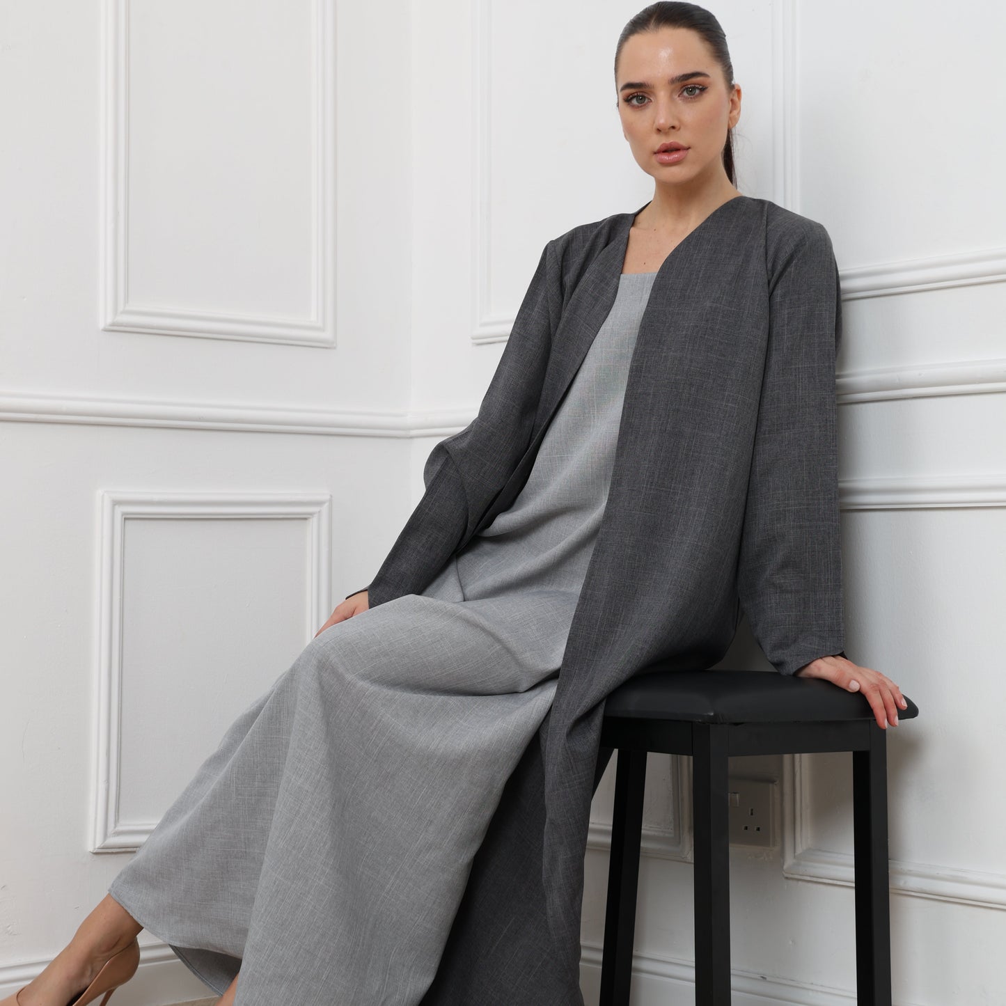 Linen Abaya Set ( 3 pieces )