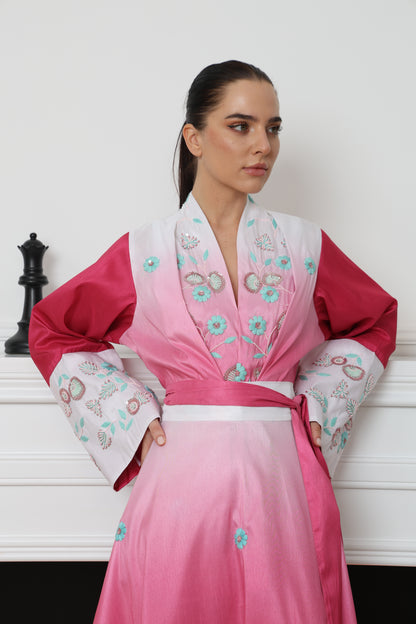 Kimono Ombre Linen Set | طقم تنورة الكيمونو الاومبري