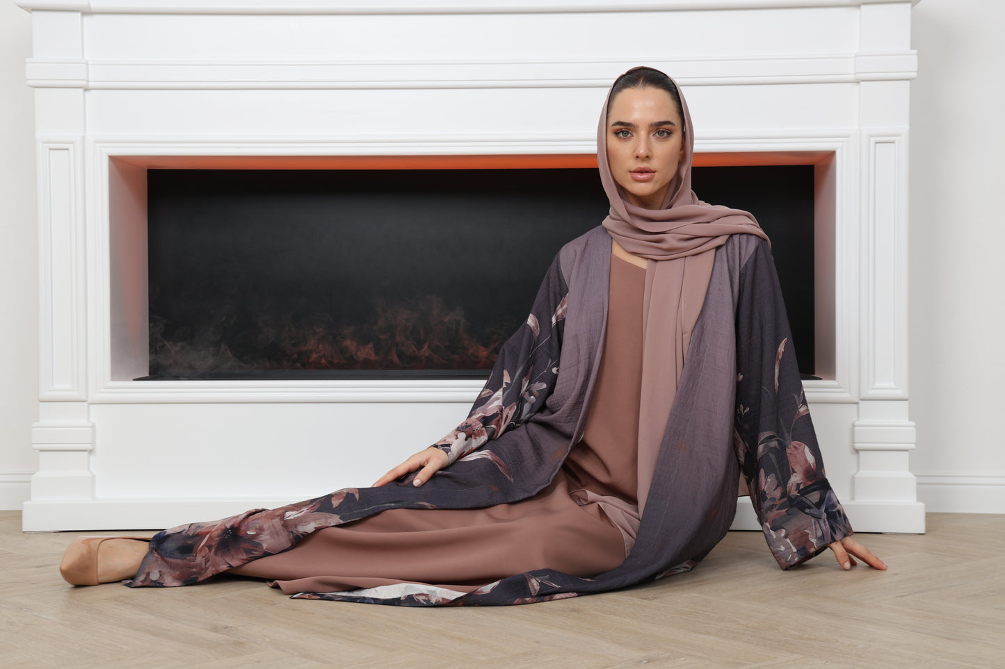 flowered Abaya set | طقم فلاورد
