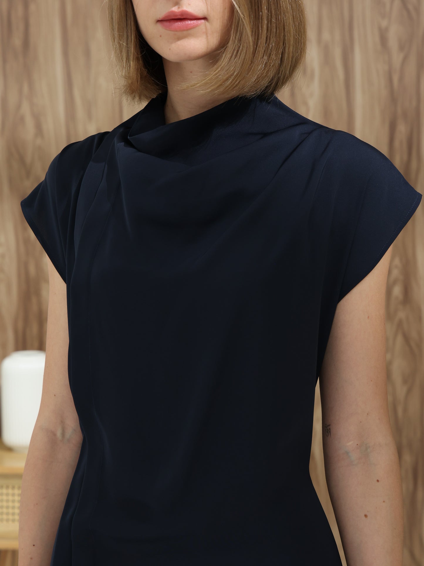 curved Dress | navy blue