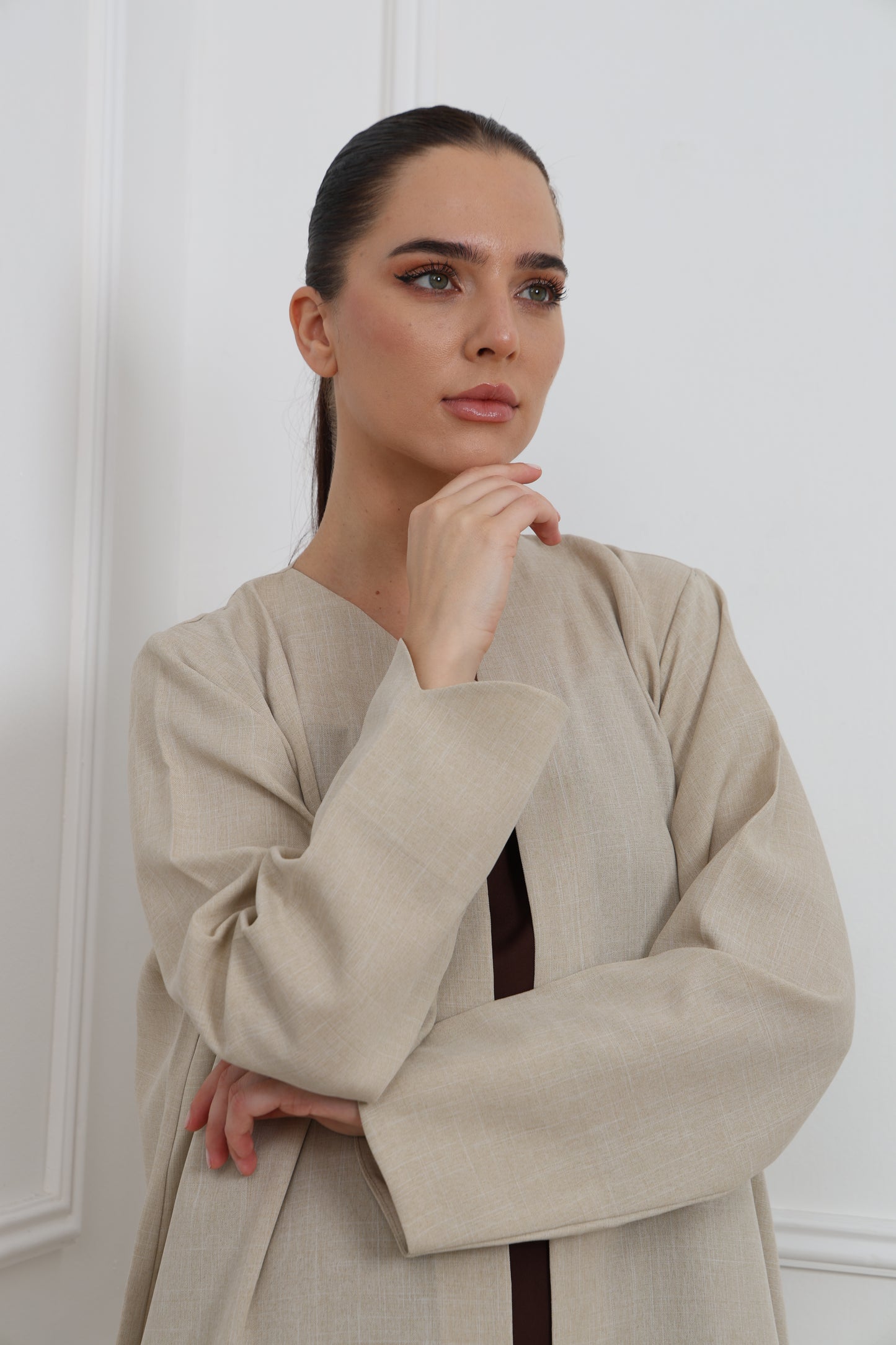 Linen Abaya Set ( 3 pieces )