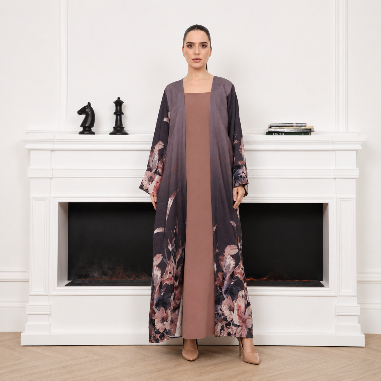 flowered Abaya set | طقم فلاورد
