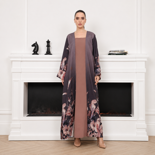 flowered Abaya set | طقم فلاورد