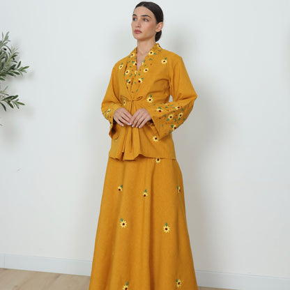 Kimono Linen Skirt Set |  طقم تنورة كيمونو من اللينن