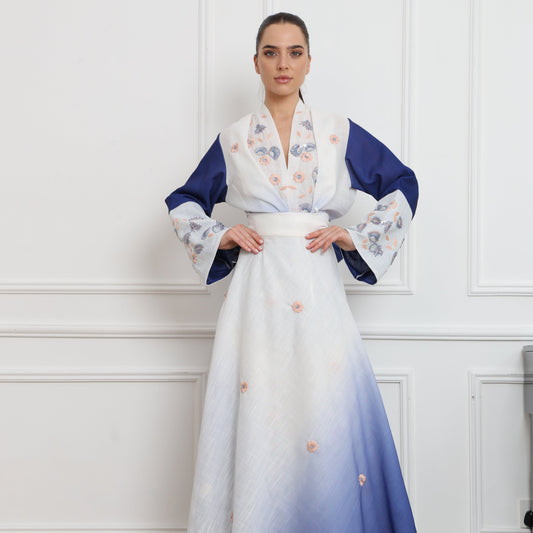 Kimono Ombre Linen Set | طقم تنورة الكيمونو الاومبري