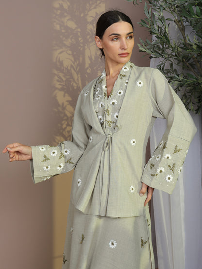 Kimono Linen Skirt Set | طقم تنورة كيمونو من اللينن