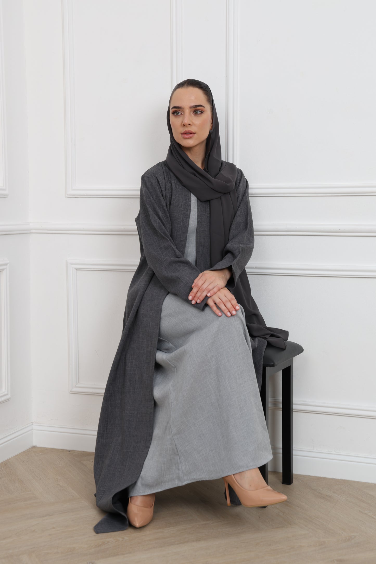 Linen Abaya Set ( 3 pieces )