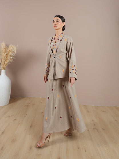 Kimono Linen Skirt Set | طقم تنورة كيمونو من اللينن