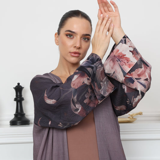 flowered Abaya set | طقم فلاورد