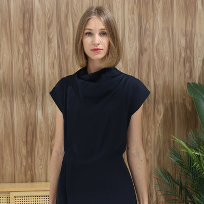 curved Dress | navy blue