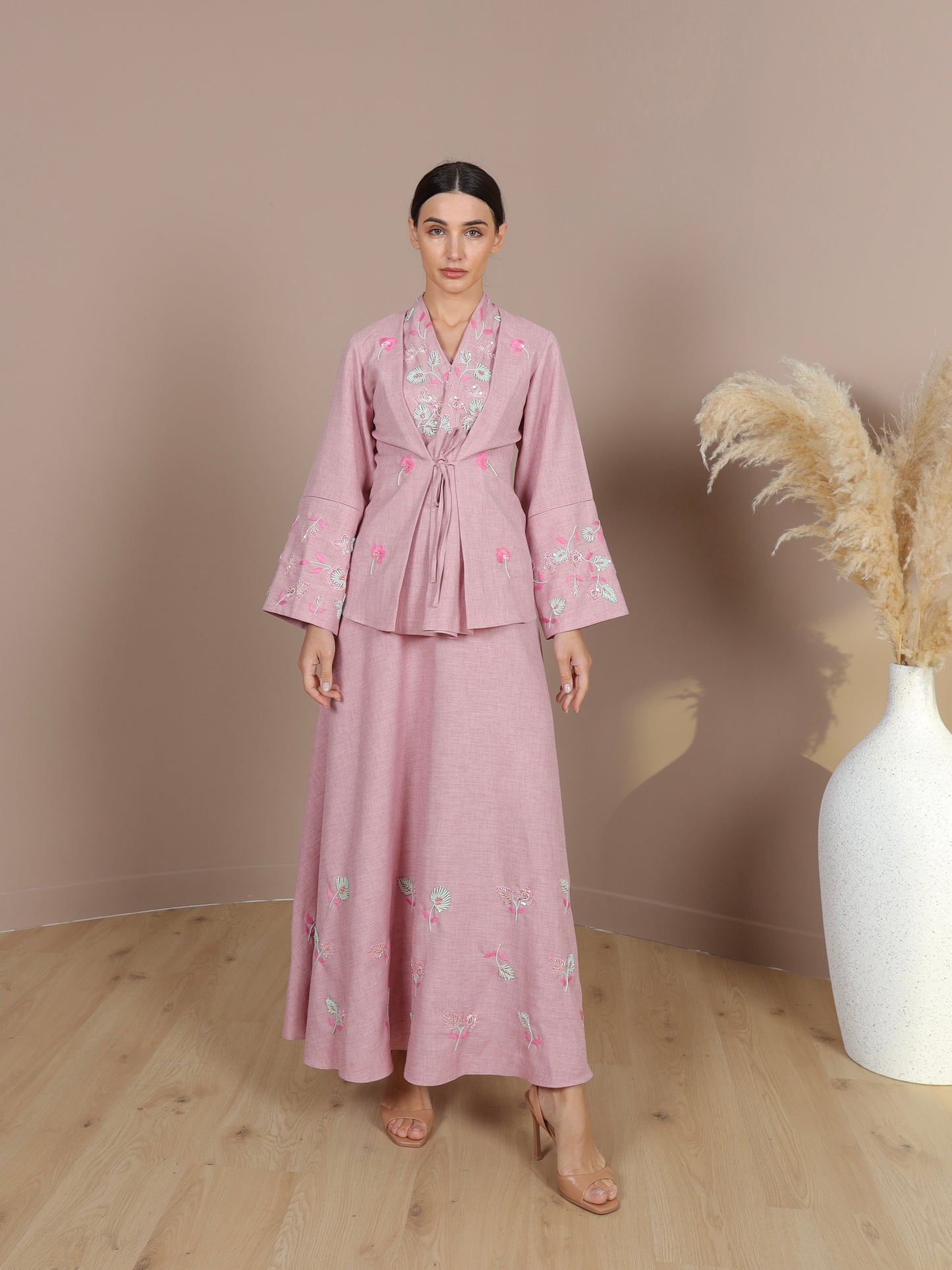 Kimono Linen Skirt Set | طقم تنورة كيمونو من اللينن
