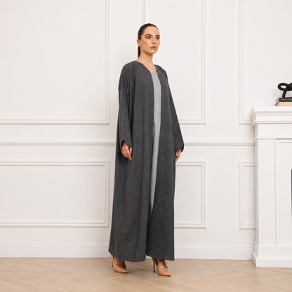 Linen Abaya | Stone gray