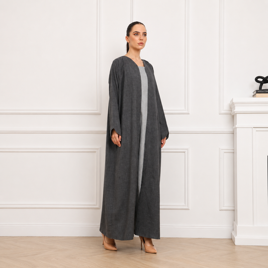 Linen Abaya | Stone gray