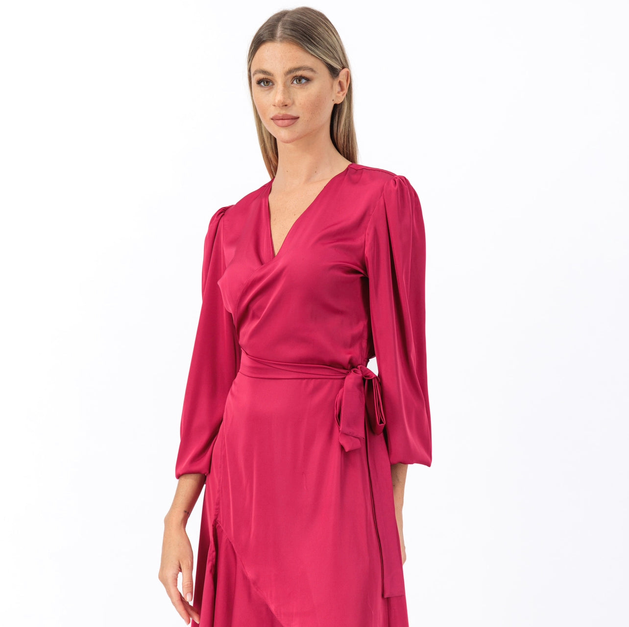 Silk wrap midi dress