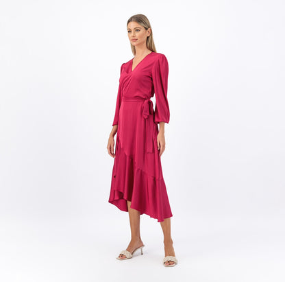 Silk wrap midi dress